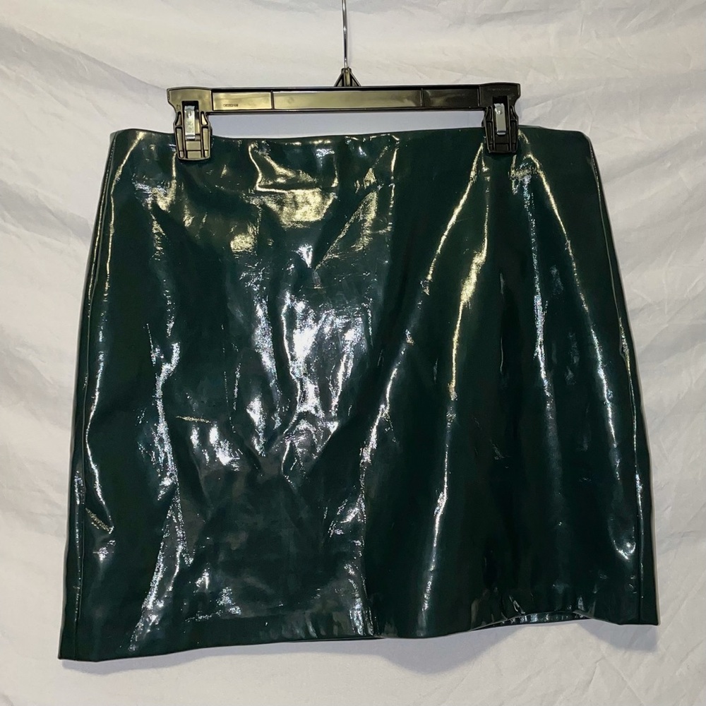 Gianni Bini Faux Leather Skirt, Dark Emerald